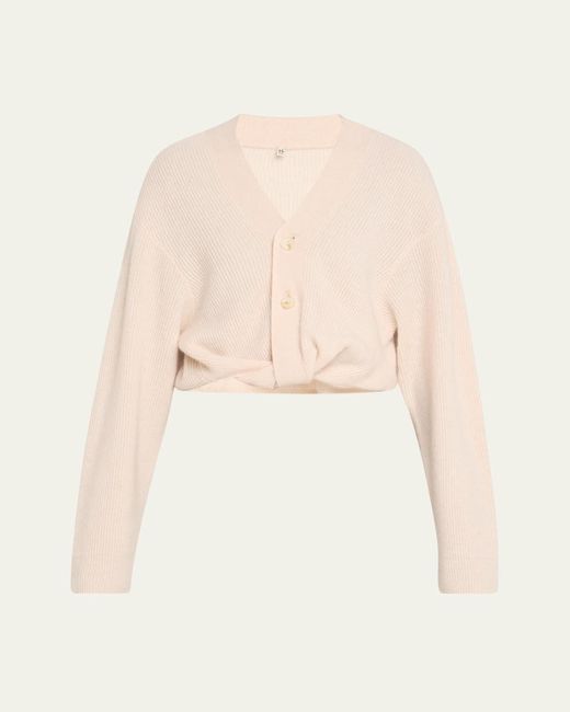 R13 Natural Cashmere Twist-Front Cardigan