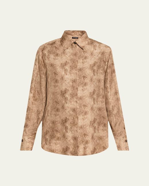 Kiton Natural Silk Long-Sleeve Shirt
