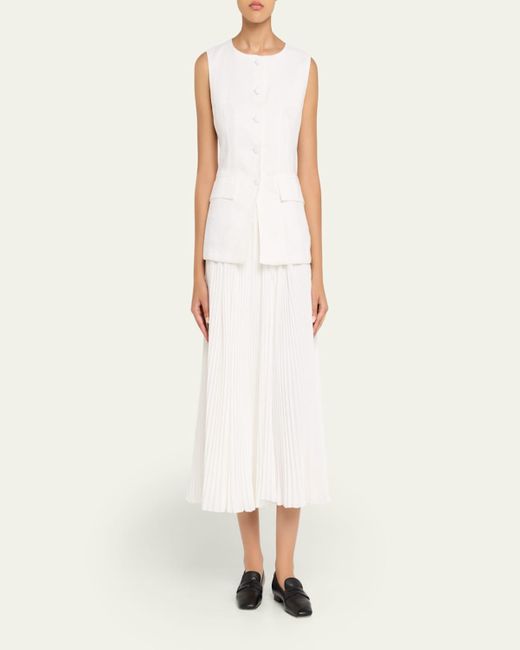 AEXAE Natural Button-Front Linen Vest