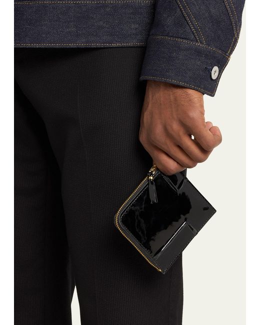 Comme des Garçons Black Reversed Hem Patent Zip Wallet for men