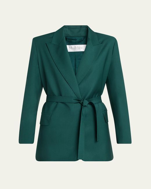 Max Mara Women's Green Talento Tie-Waist Wool Coat