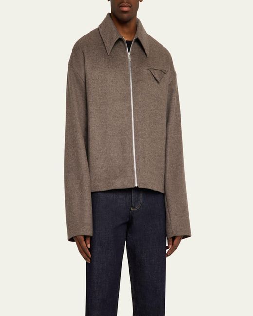 Bottega Veneta Brown Melange Wool-Cashmere Blouson Jacket for men