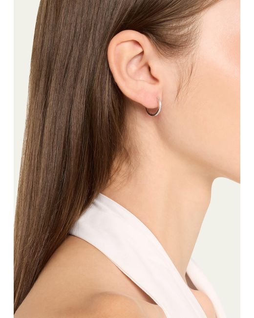 Sydney Evan Natural 14k White Gold Pavé Huggie Hoop Earrings