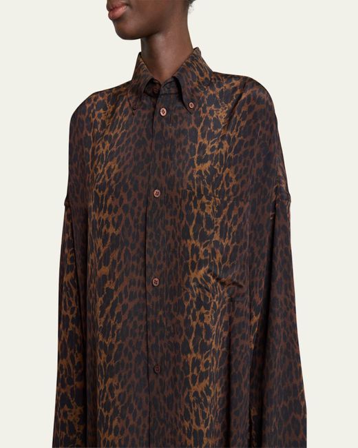 Balenciaga Purple Printed Cocoon Silk Shirt