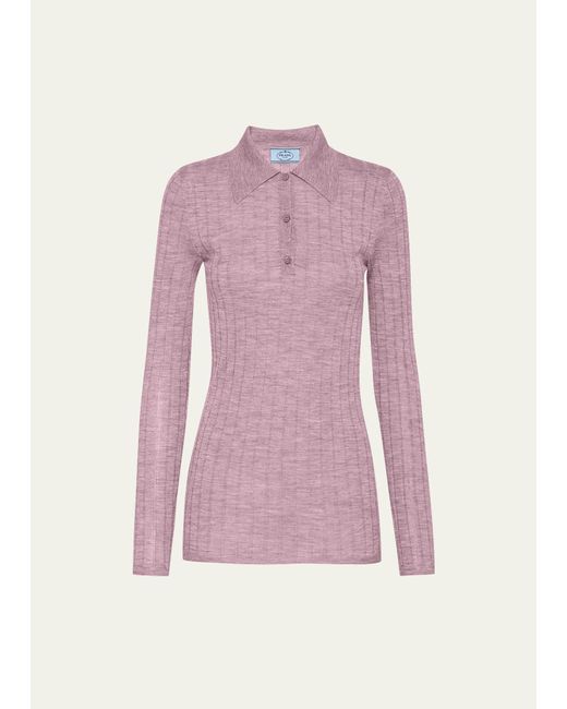 Prada Pink Polo Cashmere-blend Shirt