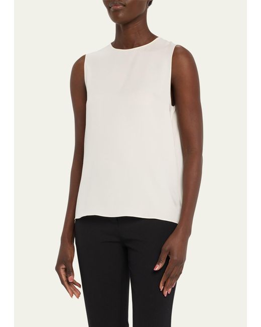 Theory White Silk Straight Shell Top