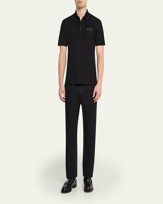Givenchy Black Grosgrain Label Pique Polo Shirt for men