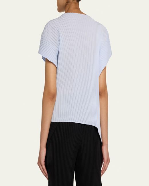 Issey Miyake Blue Shadow Study Pleats Solid Top