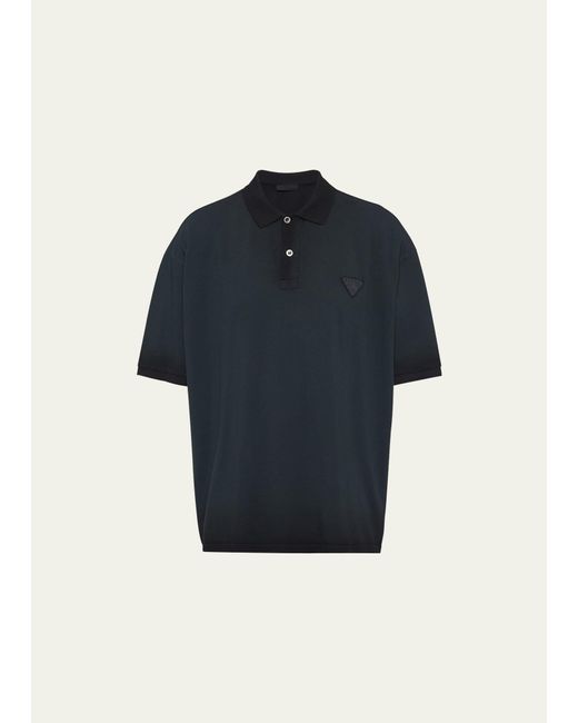 Prada Blue Degrade Pique Polo Shirt for men