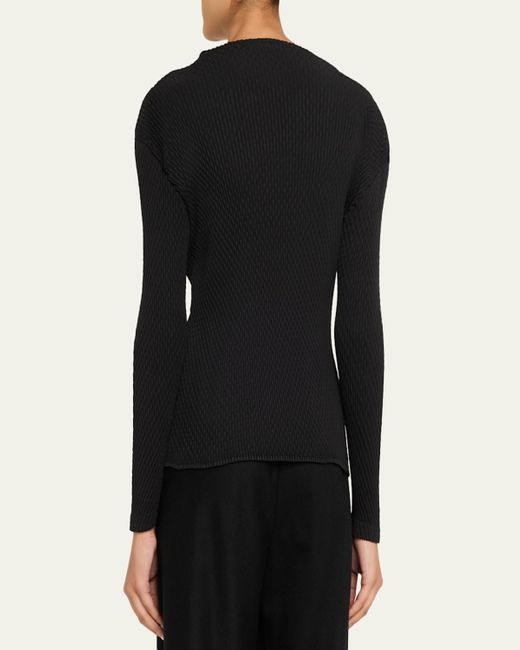 Issey Miyake Black Orbicular Pleated Long-Sleeve Top
