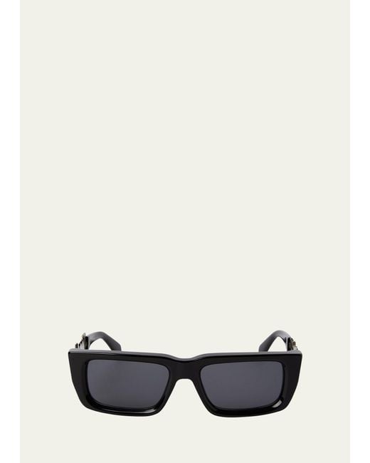 Palm Angels Black Milford Acetate & Metal Rectangle Sunglasses