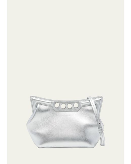 Alexander McQueen White The Peak Mini Metallic Shoulder Bag