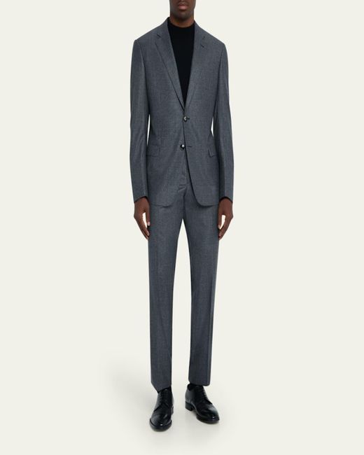 Giorgio Armani Blue Wool Micro-Houndstooth Two-Piece Suit for men