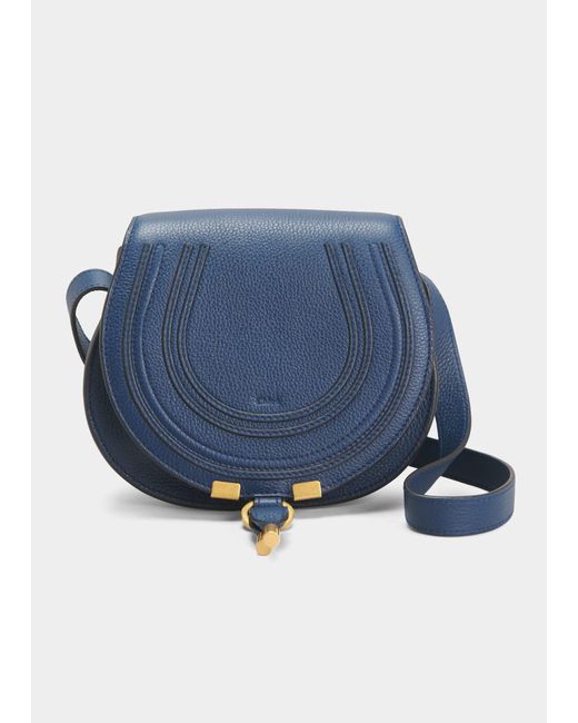 Chloé Marcie Small Saddle Crossbody Bag in Blue | Lyst