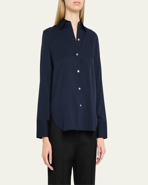 Vince Blue Classic Button-Front Blouse