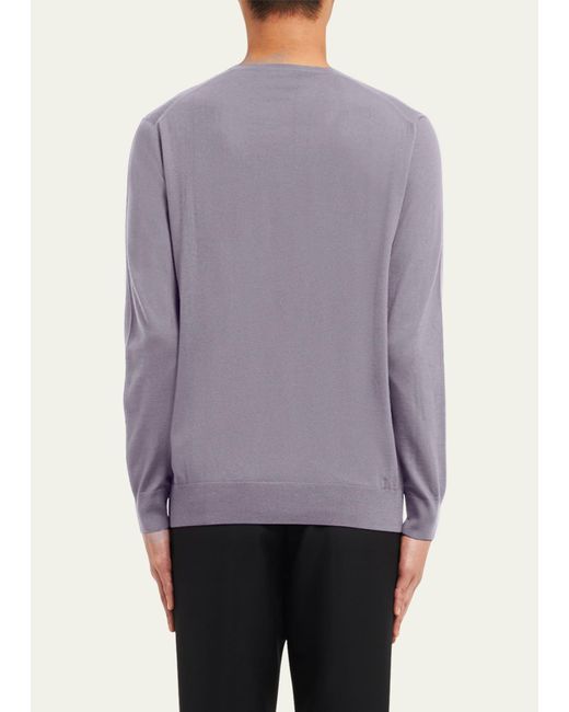 Prada Purple Superfine Wool Crewneck Sweater for men
