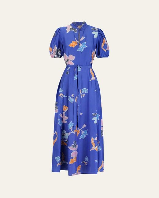 Hannah Artwear Blue Oceanus Silk Maxi Dress