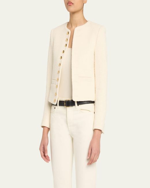 Nili Lotan Natural Patti Open-Front Short Jacket
