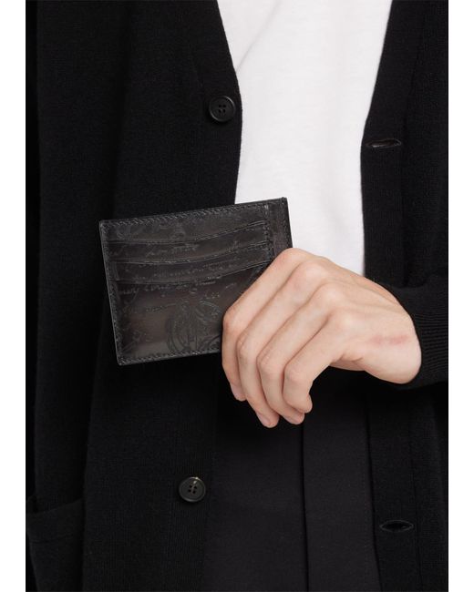 Berluti Black Bambou Tetris Scritto Leather Card Holder for men