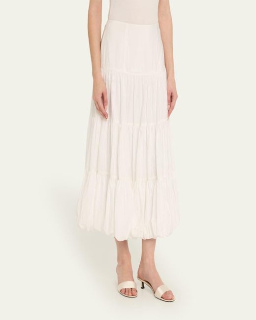 Cinq À Sept Natural Pyper Tiered Bubble-Hem Midi Skirt