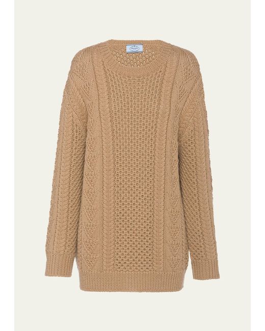Prada Natural Woven Wool Knit Sweater