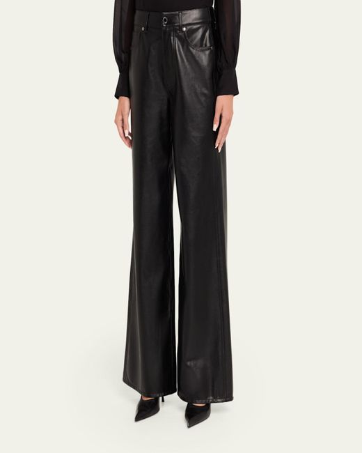 Veronica Beard Black Kasey Mid-Rise Wide-Leg Pants
