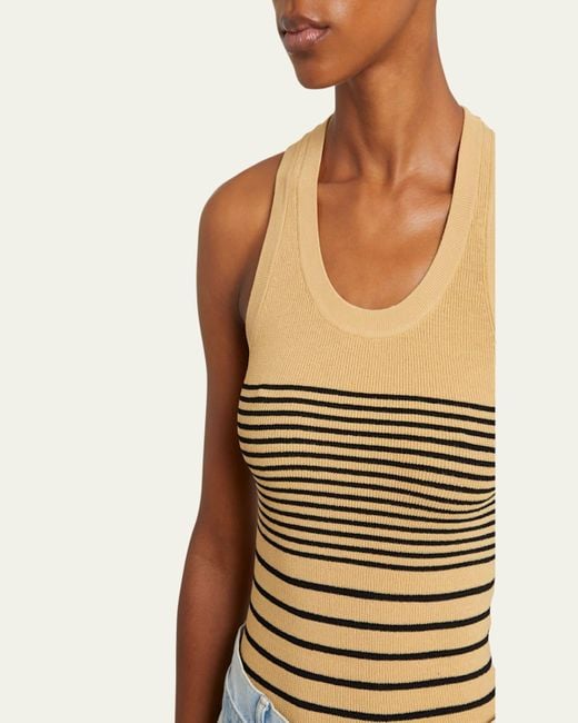 Proenza Schouler Natural Roberts Stripe Ribbed Matte Tank Top