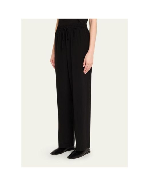 Matteau Black Silk Drawstring Trousers