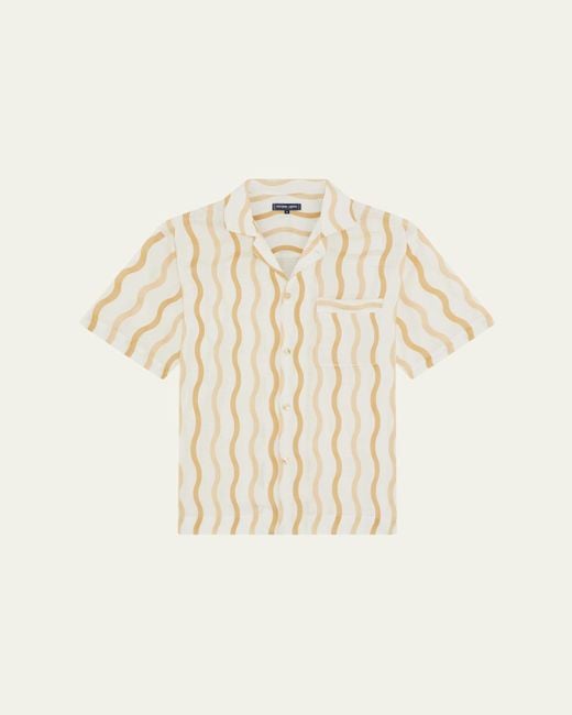 Frescobol Carioca Natural Cassio Cabana Stripe Short-Sleeve Shirt for men