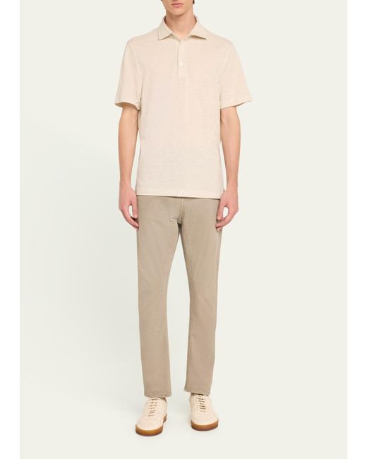 Fedeli Natural Linen-cotton Pique Polo Shirt for men