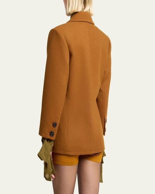 Saint Laurent Brown Brushed Wool Single-Breasted Jacket