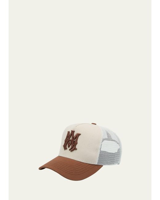 Amiri Natural Bicolor Ma Logo Trucker Hat for men