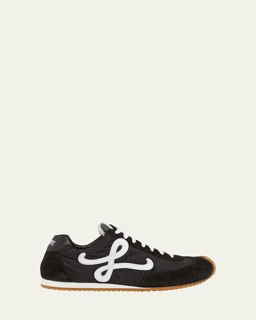 Loewe White Flow Runner Suede And Leather Sneakers