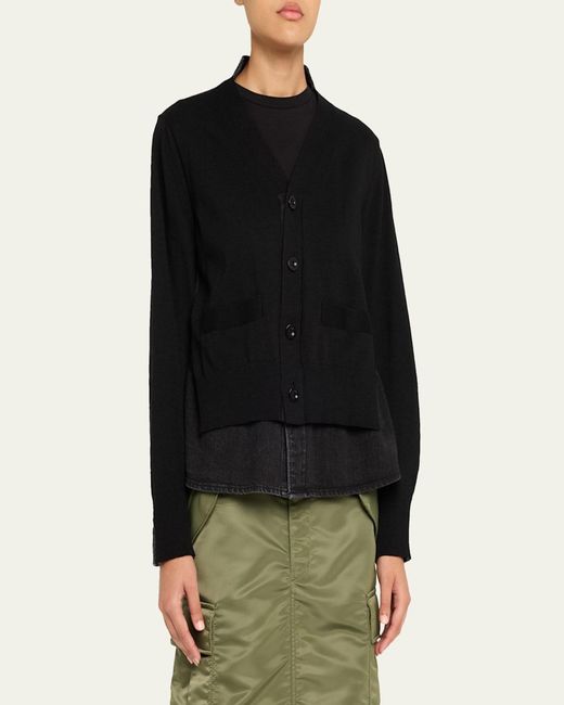 Sacai Black Denim Knit Cardigan