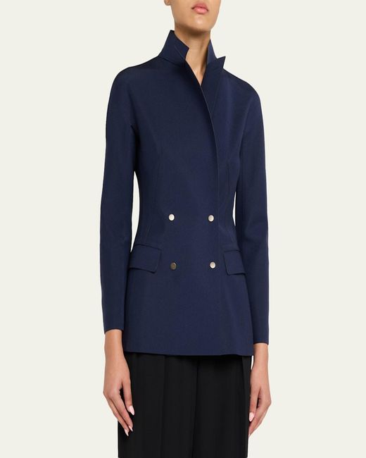 Giorgio Armani Blue Structured Scuba Double-Breasted Jackets
