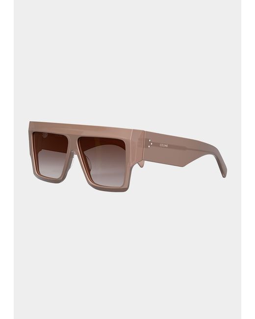 Celine Flat Top Square Acetate Sunglasses in Brown Lyst