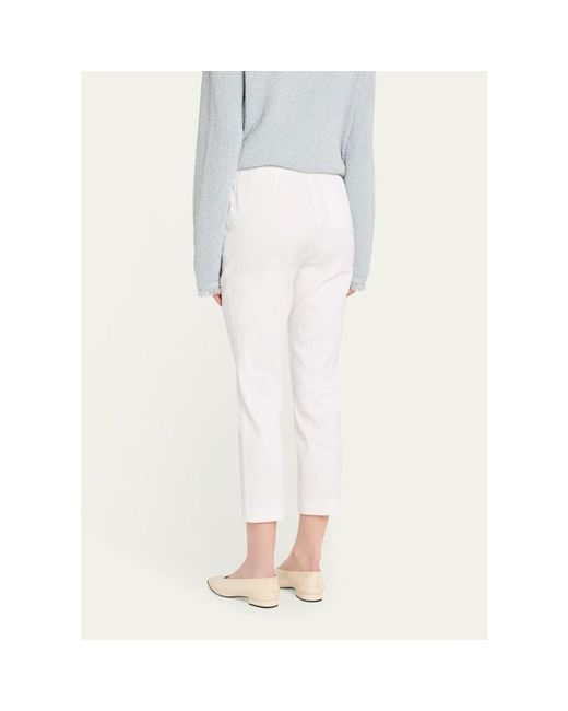 Theory White Treeca Cropped Slim Pull-On Pants