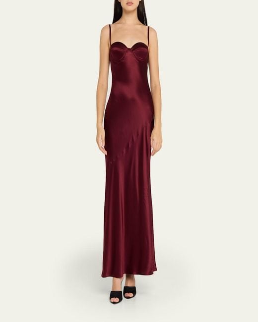 L'Agence Red Sayla Bias-Cut Silk Gown
