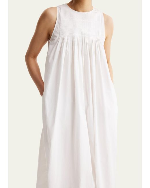Rohe White Sleeveless Pleated A-line Maxi Dress