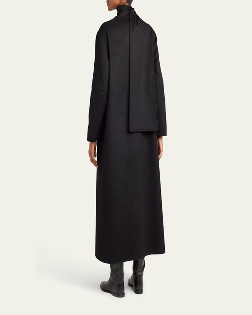 Kiton Black Scarf-Neck Cashmere Overcoat