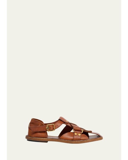 Versace Brown Leather Sandals for men