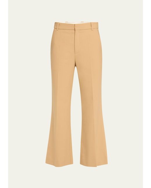 Chloé Natural Flare Stretch Wool Crop Trousers