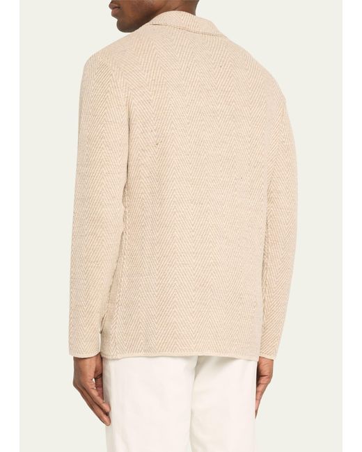 Baldassari Natural Two-tone Herringbone Sweater Jacket for men