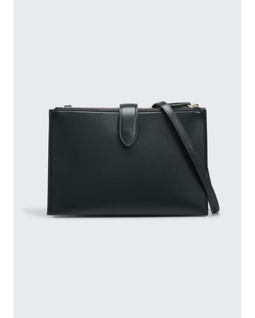 The Row Black Tasca Zip Crossbody Bag In Calf Leather