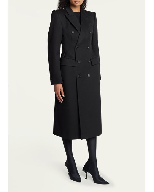 Balenciaga Black Double-breast Hourglass Wool Coat