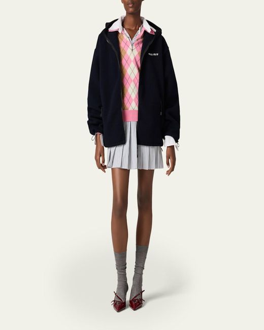 Miu Miu Blue Hooded Fleece Jacket