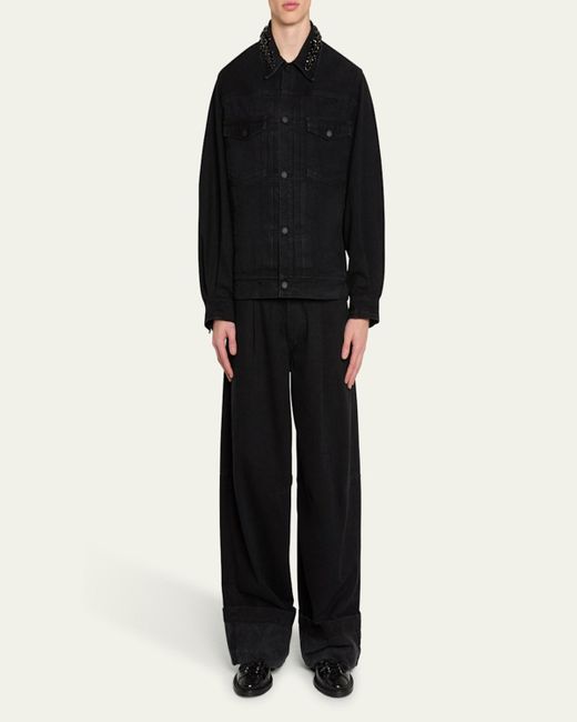 Simone Rocha Black Embellished Wide-Leg Jeans for men
