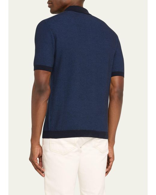Baldassari Blue Cotton Melange Polo Shirt for men