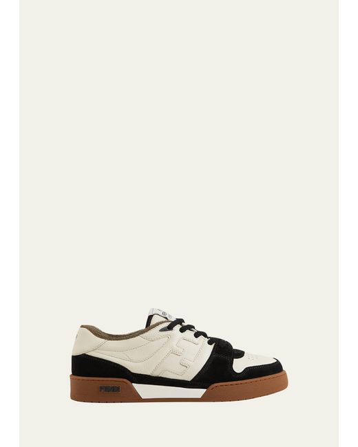Fendi Natural Leather Ff-logo Low-top Sneakers for men