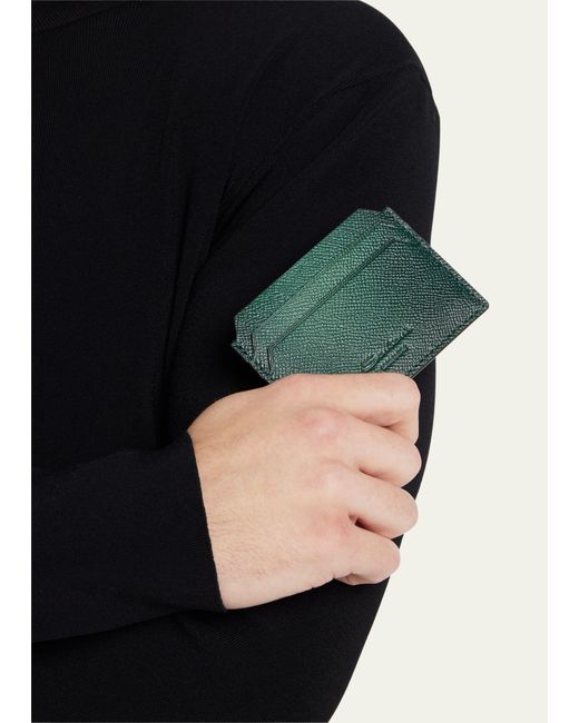 Santoni Green Leather Card Case for men
